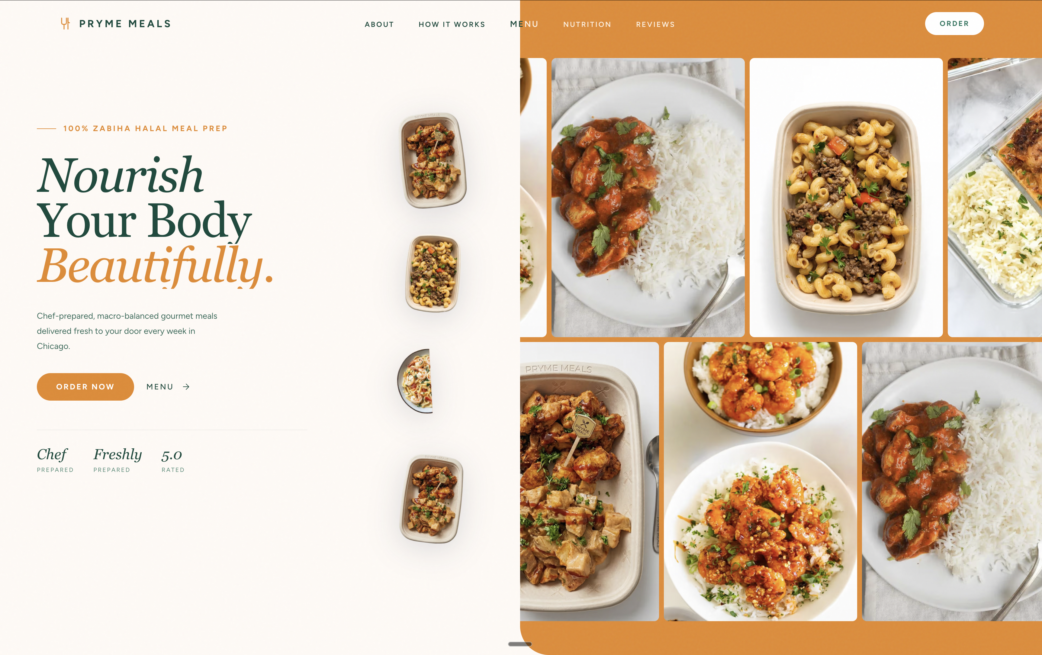 Pryme Meals website screenshot